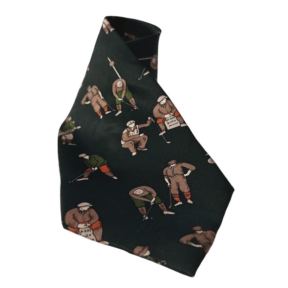 Giorgio Armani Necktie Tie 100% Silk Hand Made Vintage Old Time Golfing Motif - Picture 4 of 11